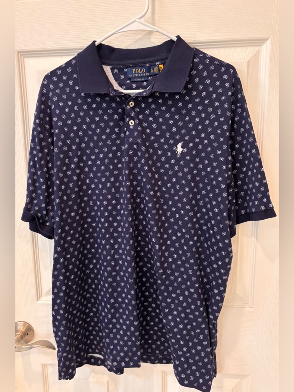 Ralph Lauren Navy Polo Classic Fit  with Medallion‎ Print